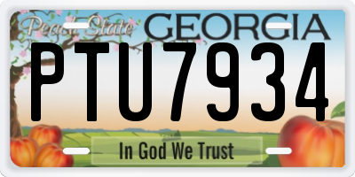 GA license plate PTU7934