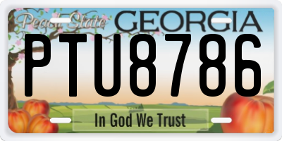 GA license plate PTU8786
