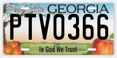 GA license plate PTV0366