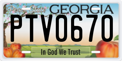 GA license plate PTV0670