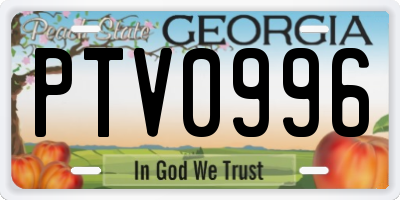 GA license plate PTV0996