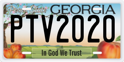 GA license plate PTV2020
