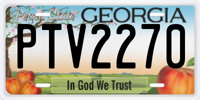 GA license plate PTV2270