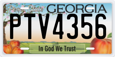 GA license plate PTV4356