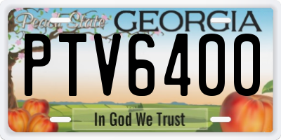 GA license plate PTV6400