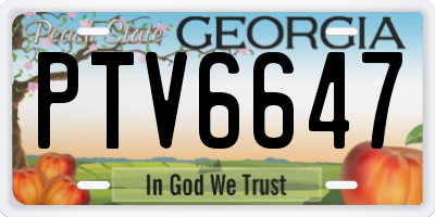 GA license plate PTV6647