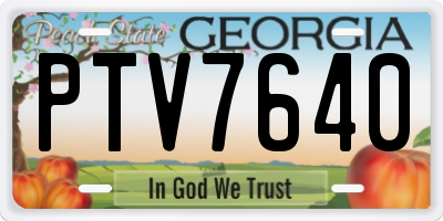 GA license plate PTV7640