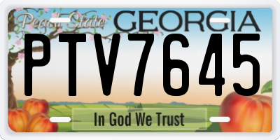 GA license plate PTV7645