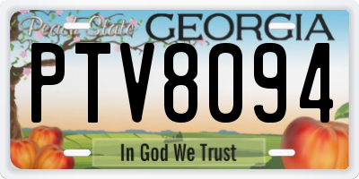 GA license plate PTV8094