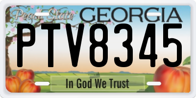 GA license plate PTV8345