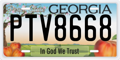 GA license plate PTV8668