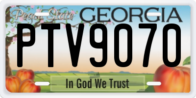 GA license plate PTV9070