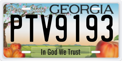 GA license plate PTV9193