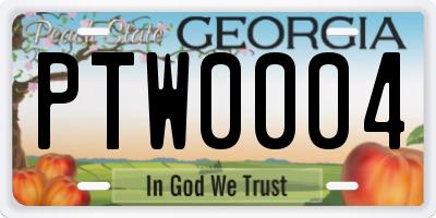 GA license plate PTW0004