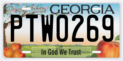 GA license plate PTW0269