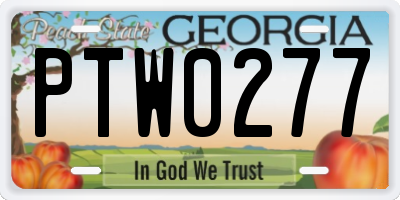 GA license plate PTW0277