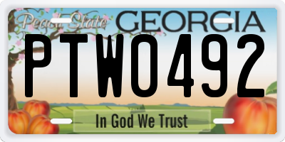 GA license plate PTW0492