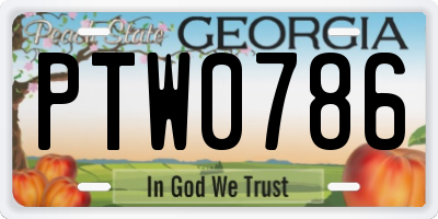 GA license plate PTW0786