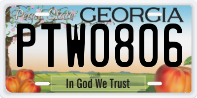 GA license plate PTW0806