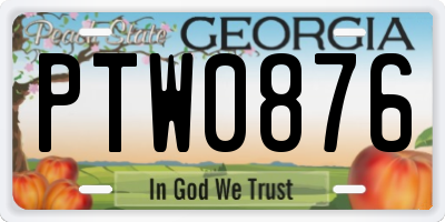 GA license plate PTW0876