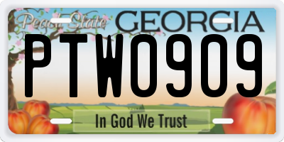 GA license plate PTW0909
