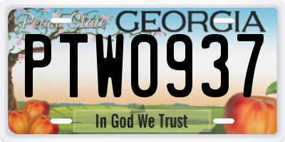 GA license plate PTW0937