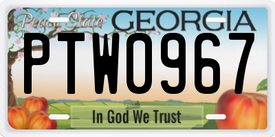 GA license plate PTW0967