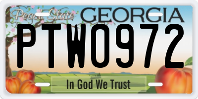 GA license plate PTW0972