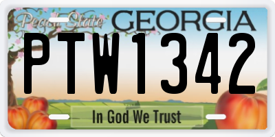 GA license plate PTW1342