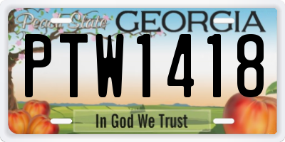 GA license plate PTW1418