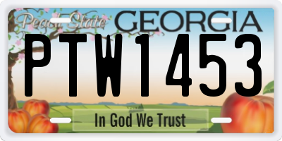 GA license plate PTW1453