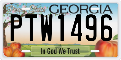 GA license plate PTW1496