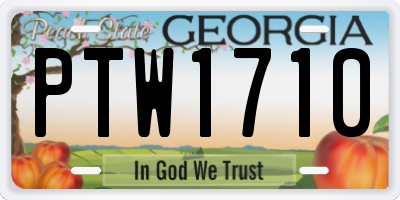 GA license plate PTW1710
