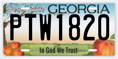 GA license plate PTW1820