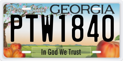 GA license plate PTW1840