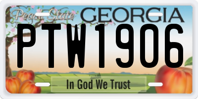 GA license plate PTW1906