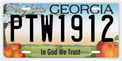 GA license plate PTW1912