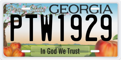GA license plate PTW1929