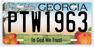 GA license plate PTW1963