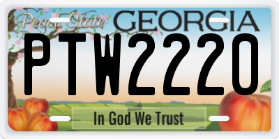 GA license plate PTW2220