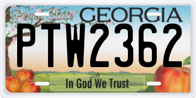 GA license plate PTW2362