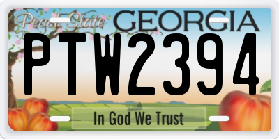 GA license plate PTW2394