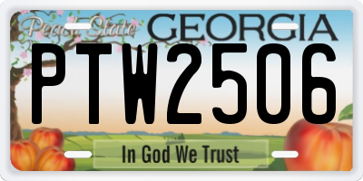GA license plate PTW2506
