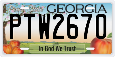 GA license plate PTW2670