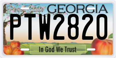 GA license plate PTW2820