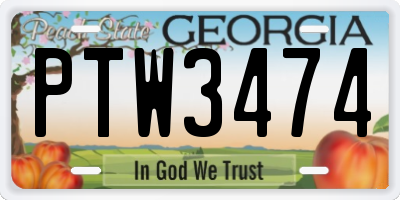 GA license plate PTW3474