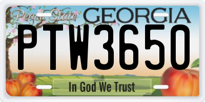 GA license plate PTW3650