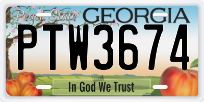 GA license plate PTW3674