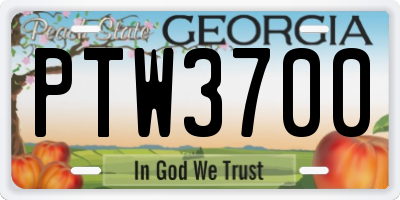 GA license plate PTW3700