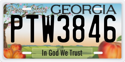 GA license plate PTW3846